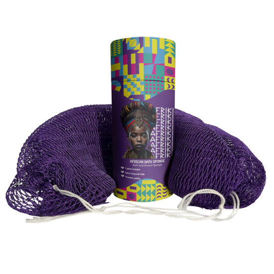 Picture of AFRIKI African Net Sponge, Authentic African Exfoliating Sponge, Black Owned, Back Scrubber, 45 inch Long for Normal to Sensitive Skin, for Daily use, Original Collection
