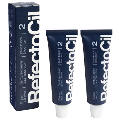 Picture of RefectoCil Cream Hair Dye 2-Pack - Professional Hair Tint for Long-Lasting Color - Blue Black (#2)