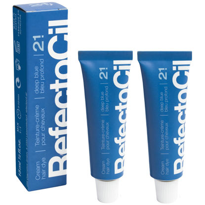 Picture of RefectoCil Cream Hair Dye 2-Pack - Professional Hair Tint for Long-Lasting Color - Deep Blue (#2.1)