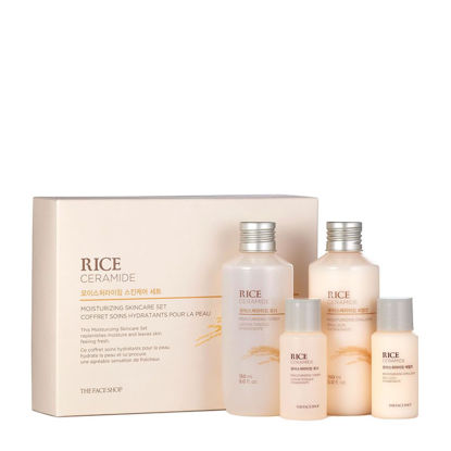 Picture of The Face Shop Rice Ceramide Moisturizing Skincare Set - Toner & Moisturizer, Korean Skin Care with Rice Water, Gift Set, Travel Size, Hydrating for Dry Skin