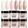 Picture of AZUREBEAUTY Dip Powder Nail Nude Set Light Pink Champagne Shimmery, All Seasons 6 Colors Dipping Powder Starter Kit French Nail Art Manicure DIY Salon for Women, No Need Nail Lamp Cured