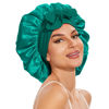 Picture of Silk Bonnet for Sleeping Women, Large Silk Hair Bonnet for Sleeping, Satin Hair Bonnet for Sleeping with Tie Band Green