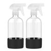 Picture of Worldgsb 2 Pack Glass Spray Bottles with Silicone Sleeve, 16 oz Empty Refillable Containers with Adjustable Spray Nozzles, Spray Bottles for Hair, Cleaning Solutions and Plants Black
