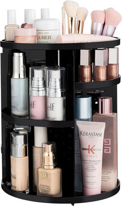 Picture of HBlife 360 Rotating Makeup Organizer Adjustable Carousel Large Capacity Revolving Perfume Organizer Skincare Organizers Cosmetic Storage Spinning Holder for Vanity, Black