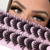 Picture of False Eyelashes Fluffy Mink Lashes 20 mm Cat Eye Lashes Long 5D Wispy Dramatic FANXITON Eye lashes 10 Pairs Pack
