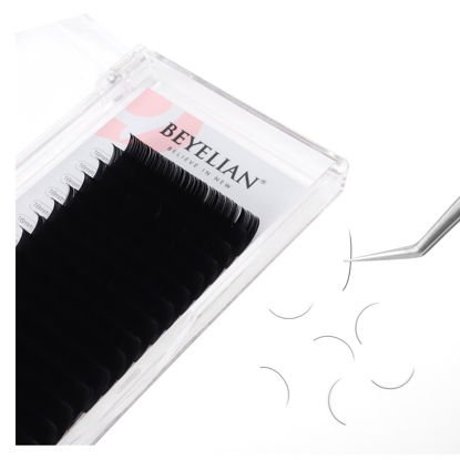 Picture of BEYELIAN Eyelash Extensions, Individual Lashes, 0.15mm C Curl 16mm Super Matte Classic Lash Extensions, Ellipse Flat Eyelash Extension, Light and Soft Natural Look for Professional Salon Use