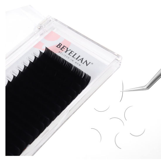 Picture of BEYELIAN Eyelash Extensions, Individual Lashes, 0.15mm C Curl 16mm Super Matte Classic Lash Extensions, Ellipse Flat Eyelash Extension, Light and Soft Natural Look for Professional Salon Use