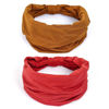 Picture of GILI 2 Pack Wide Headbands for Women Boho African Knotted Non Slip Fashion Hair Bands Yoga Running Sports Workout Gym Head Wraps Elastic Soft Cotton Cloth Turbans Bandana for Girls (Brown,Red)