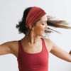 Picture of GILI 2 Pack Wide Headbands for Women Boho African Knotted Non Slip Fashion Hair Bands Yoga Running Sports Workout Gym Head Wraps Elastic Soft Cotton Cloth Turbans Bandana for Girls (Brown,Red)