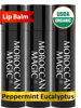 Picture of Moroccan Magic Organic Peppermint Eucalyptus Lip Balm 3 Pack | Chapsticks for Dry Lips | Natural Argan & Essential Oils Lip Moisturizer + Vitamin E | Smooth, Hydrating, Non-Toxic | Organic Lip Balm