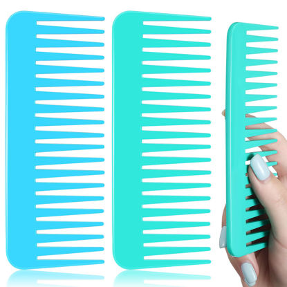 Picture of Patelai Large Hair Detangling Comb, Wide Tooth Comb for Curly Hair Wet Dry Hair - Blue, Mint (2 Count)