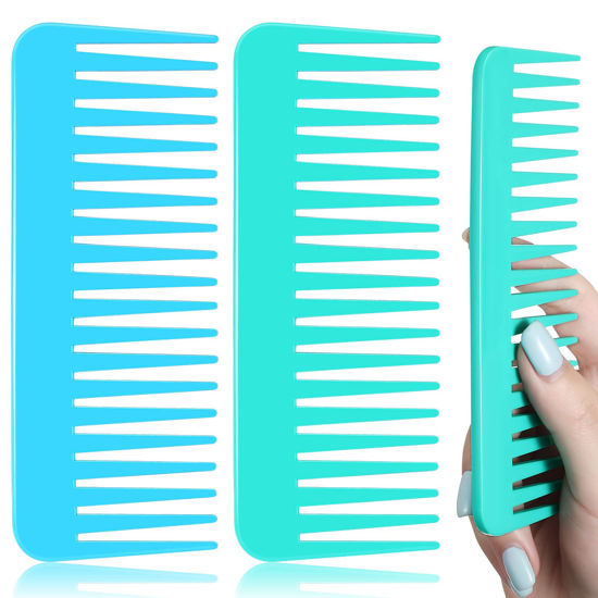 Picture of Patelai Large Hair Detangling Comb, Wide Tooth Comb for Curly Hair Wet Dry Hair - Blue, Mint (2 Count)