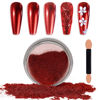Picture of Laza Chrome Nail Powder Mirror Effect Metallic Dust Holographic Glitter Glazed Manicure Decoration Reflective Pigment for DIY Gel Polish Nail Art, Resin Craft, Gifts- Red