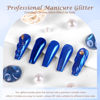 Picture of Laza Chrome Nail Powder Mirror Effect Metallic Dust Holographic Glitter Glazed Manicure Decoration Reflective Pigment for DIY Gel Polish Nail Art, Resin Craft, Gifts - Royal Blue