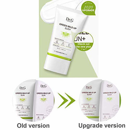 Picture of Dr.G Green Mild Up Sun Plus SPF50+ PA++++ 1.69 fl. oz.(50 ml) - (2020 Upgraded Version) Mineral Based Zinc Oxide Formula, Non-greasy, Fragnance-free, Daily Facial Sunscreen For Sensitive Skin