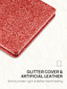 Picture of OMIRO Compact Mirror, Glitter PU Leather 1X/3X Magnification, Ultra Portable for Purses, 2.4" W x 3.4" L (Red)