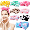 Picture of UMIKU 8 Pack Spa Headband for Women, Facial Makeup Headband Soft Coral Fleece Cosmetic Headband for Women Girls Bow Hair Band Head Wraps for Washing Face Mask Spa Shower Gifts