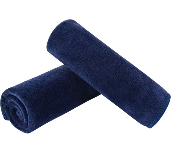 Picture of SINLAND Microfiber Facial Cloths Fast Drying Washcloth 12inch x 12inch (Pack of 2, Navy Blue)