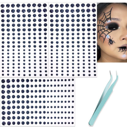 Picture of NOOEPC Black Face Gems Hair Gems, Self-Adhesive Face Jewels Eye Jewels Rhinestones 3/4/5/6 mm DIY Face Gems Stick on, Hair Body Rhinestones Gems Rave Accessories for Face Eyes Makeup Body Crafts-Black
