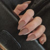 Picture of KQueenest Matte Light Brown Press on Nails Medium Almond Stiletto Gel Fake Nails Medium Pure Color Acrylic Nails Press ons Stick on Nails for Women Feature Protective UV Coating in 24PCS