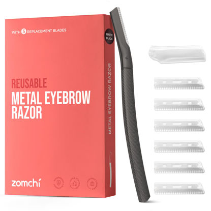 Picture of ZOMCHI Eyebrow Razor, Face Razors for Women&Men, Eyebrow Trimmer Shaper with Precision Cover,Facial Shaver with 6 Blades (Black)