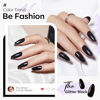 Picture of Modelones 32Pcs Sparkle Black Press on Nails Almond, Glitter Short Almond Fake Nails, Reusable Nail Kit with Nail Glue Adhesive Tabs Mini Nail File, Nails Press Ons 16 Sizes