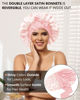 Picture of Satin Bonnet for Women Silk Bonnets for Sleeping Curly Hair Bonnet with Elastic Tie Band Reversible Double Layer Sleep Cap Hair Wrap (Pink)