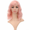 Picture of VCKOVCKO Natural Wavy Pastel Pink Wig Colorful Wigs With Air Bangs Short Bob Wigs Women's Shoulder Length Wigs Curly Wavy Synthetic Cosplay Wig Bob Wig for Girls(12", Lovely Pink)