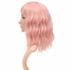 Picture of VCKOVCKO Natural Wavy Pastel Pink Wig Colorful Wigs With Air Bangs Short Bob Wigs Women's Shoulder Length Wigs Curly Wavy Synthetic Cosplay Wig Bob Wig for Girls(12", Lovely Pink)