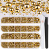 Picture of Belleboost Flat Back Pearls Kits 2 Boxes of Flatback Gold Half Round Pearls with Pickup Pencil and Tweezer for Home DIY and Professional Nail Art, Face Makeup and Craft