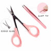 Picture of 4" Curved Craft Scissors Stainless Steel Unisex Eyebrow Kit Eyebrow Scissors, Slant Tweezers And Eyebrow Brush for Eyebrow Eyelash Extensions (Pink Set)