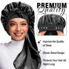 Picture of 2Pack Bonnets for Black Women Braid Bonnet, Large Long Bonnet Satin Bonnet for Braids,Black Women Silk Bonnet with Stretchy Tie Band Braid Bonnet for Sleeping Extra Long (Black&Light Purple Pattern
