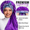 Picture of 2Pack Bonnets for Black Women Braid Bonnet, Large Long Bonnet Satin Bonnet for Braids,Black Women Silk Bonnet with Stretchy Tie Band Braid Bonnet for Sleeping Extra Long (Black & Purple Pattern)