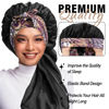 Picture of 2Pack Bonnets for Black Women Braid Bonnet, Large Long Bonnet Satin Bonnet for Braids,Black Women Silk Bonnet with Stretchy Tie Band Braid Bonnet for Sleeping Extra Long (Pink &Black Dark Pattern