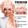 Picture of 2Pcs Bonnets for Black Women Braid Bonnet, Large Long Satin Bonnet for Braids, Silk Bonnet with Stretchy Tie Band Sleep Cap Hair (Black&Champagne Gold)