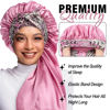 Picture of 2Pack Bonnets for Black Women Braid Bonnet, Large Long Bonnet Satin Bonnet for Braids,Black Women Silk Bonnet with Stretchy Tie Band Braid Bonnet for Sleeping Extra Long (Black&Pink Pattern)