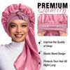 Picture of 2Pcs Bonnets for Black Women Braid Bonnet, Large Long Satin Bonnet for Braids, Silk Bonnet with Stretchy Tie Band Sleep Cap Hair (2Pcs-Black&Rose Pink)