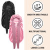 Picture of 2Pcs Bonnets for Black Women Braid Bonnet, Large Long Satin Bonnet for Braids, Silk Bonnet with Stretchy Tie Band Sleep Cap Hair (2Pcs-Black&Rose Pink)