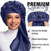Picture of 2Pack Bonnets for Black Women Braid Bonnet, Large Long Bonnet Satin Bonnet for Braids,Black Women Silk Bonnet with Stretchy Tie Band Braid Bonnet for Sleeping Extra Long (Brown & Dark Blue) Purple