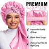 Picture of 2Pcs Bonnets for Black Women Braid Bonnet, Large Long Bonnet Satin Bonnet for Braids,Black Women Silk Bonnet with Stretchy Tie Band Braid Bonnet for Sleeping Extra Long (Pink & Leopard)