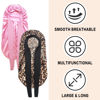 Picture of 2Pcs Bonnets for Black Women Braid Bonnet, Large Long Bonnet Satin Bonnet for Braids,Black Women Silk Bonnet with Stretchy Tie Band Braid Bonnet for Sleeping Extra Long (Pink & Leopard)