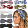 Picture of Huachi Boho Headbands for Women Twist Head Band Soft Elastic Hair Bands for Teen Girls Head Wrap Fashion Accessories, Floral Print Plus Solid Colors