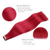 Picture of WENNALIFE Tape in Hair Extensions Human Hair, 20pcs 50g 18 inch Red Remy Hair Extensions Straight Human Hair Tape in Extensions Skin Weft Tape Extensions Human Hair