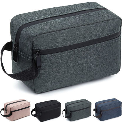 Picture of FUNSEED Travel Toiletry Bag for Women and Men, Water-resistant Shaving Bag for Toiletries Accessories, Foldable Storage Bags with Divider and Handle for Cosmetics Toiletries Brushes Tools (Gray)