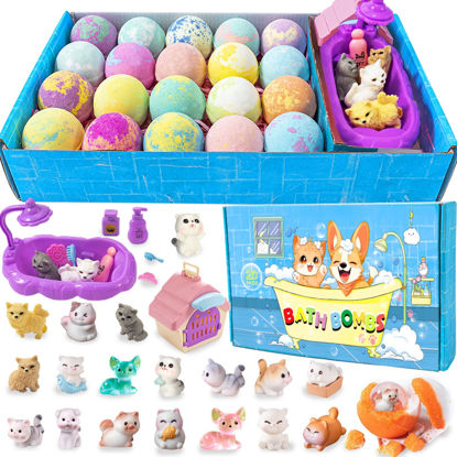 Picture of Kids Bath Bombs with Surprise Inside, 20 Pack Kids Bath Bombs Gift Set, Natural Organic Bubble Bath Kids Foam Bath, Kids Birthday Gifts for Girls Boys