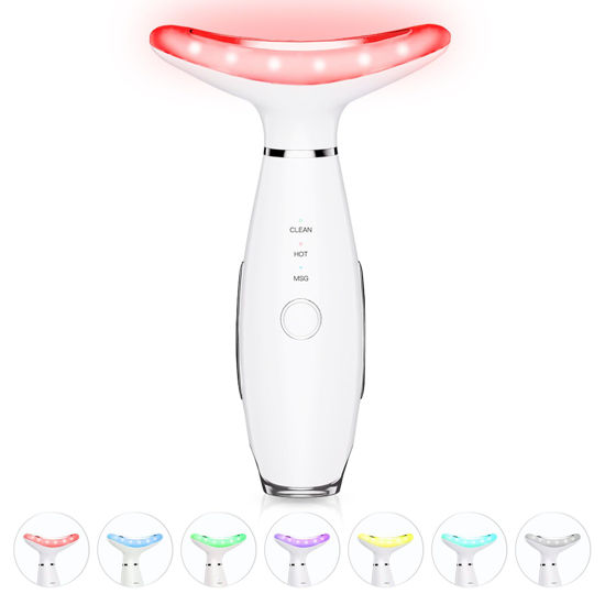Picture of ELISHINE 7 Color Neck Face Massager - Facial Massager Tool for Skin Care at Home, Vibrating Face Massager with Thermals, Galvanic Machines White