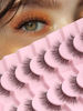 Picture of Natural Lashes Eyelashes Wispy 12mm False Lashes Soft Strip Lashes 3D Volume Eyelashes Thin Cotton Band Natural Eye Lashes C Curl Eyelashes Siligli Lash Pack 7 Pair