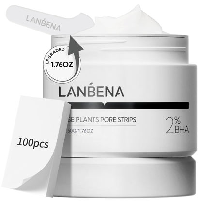 Picture of LANBENA Nose Strips for Blackheads (1.76 Oz), 100 pcs Nose Plants Pore Strips, Blackhead Remover Mask, NOTE: Place Bottle in Boiling Water for 5 min to Soften Dry/Solid Cream