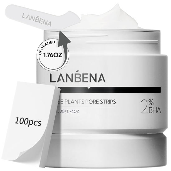 Picture of LANBENA Nose Strips for Blackheads (1.76 Oz), 100 pcs Nose Plants Pore Strips, Blackhead Remover Mask, NOTE: Place Bottle in Boiling Water for 5 min to Soften Dry/Solid Cream