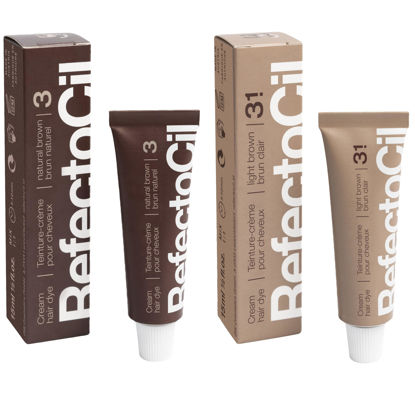 Picture of RefectoCil Cream Hair Dye 2-Pack - Professional Hair Tint for Long-Lasting Color - Natural Brown (#3) + Light Brown (#3.1)
